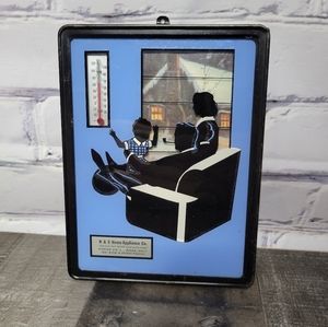 Vintage Reverse Painted Thermometer Wall Hanging